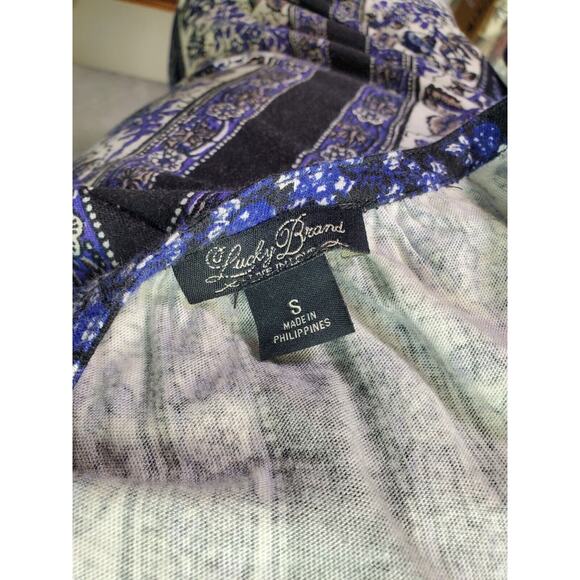 Lucky Brand Sheath Dress Women Small Multicolor Floral Cotton Long Sleeve V Neck - Picture 5 of 6